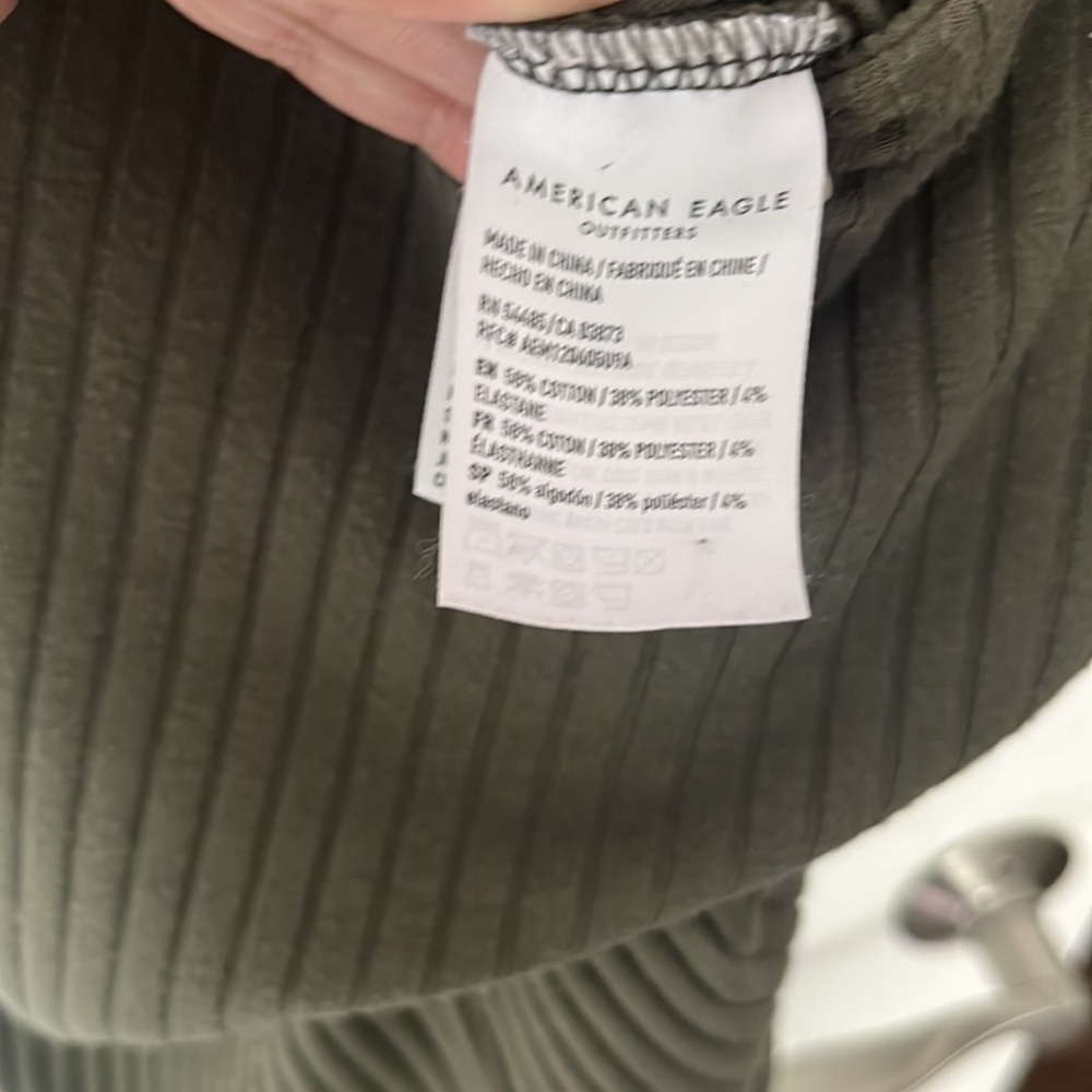 American Eagle Women's Ribbed Tie Waist Tank Jumpsuit in Olive Green sz XS - Picture 14 of 14